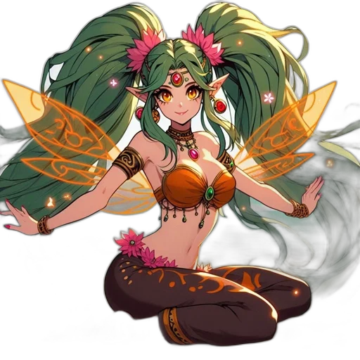 staff, fantasy art, concept art, anime, pixel art, green, fairy-like, animated transparent PNG cut-out