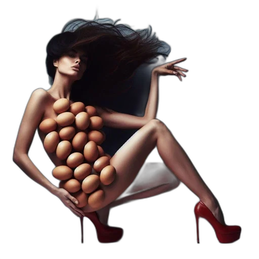 hair, dress, shoes, food, photorealistic, concept art, fantasy art, oil painting transparent PNG cut-out