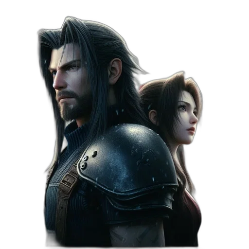 sword, concept art, fantasy art, 3d render, photorealistic, two, characters, one transparent PNG cut-out