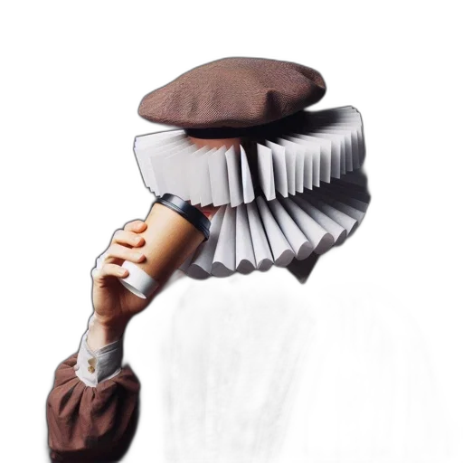 hat, umbrella, staff, robot, concept art, photorealistic, 3d render, fantasy art transparent PNG cut-out