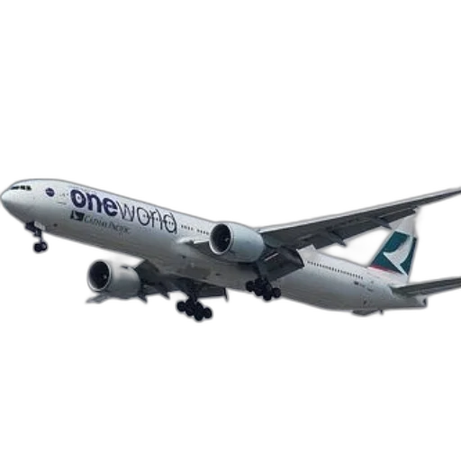 3d render, cathay, pacific, airplane, oneworld, branding, flies, through transparent PNG cut-out