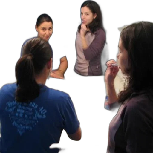 staff, 3d render, two, women, front, mirror, one, brushing transparent PNG cut-out