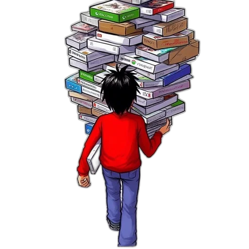 pixel art, comic book art, person, black, hair, wearing, red, sweater transparent PNG cut-out