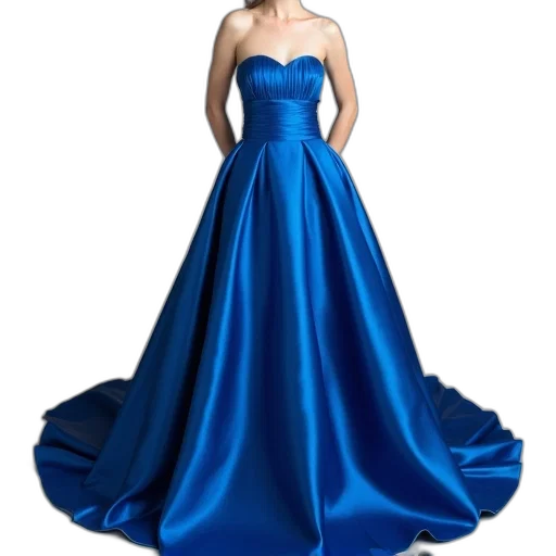 dress, blue, red, strapless transparent PNG cut-out