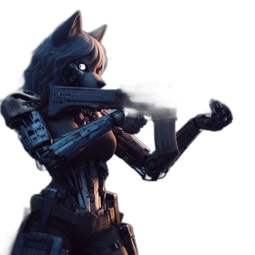 weapon, animal, staff, robot, concept art, cyberpunk, 3d render, fantasy art transparent PNG cut-out