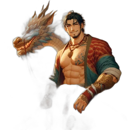 dragon, staff, sword, fantasy art, concept art, pixel art, photorealistic, red transparent PNG cut-out