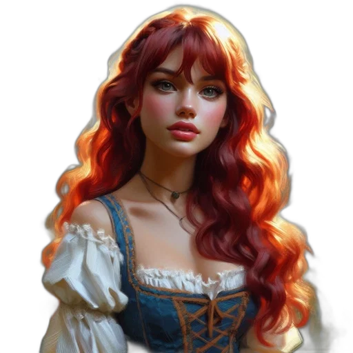dress, face, crown, fantasy art, oil painting, photorealistic, concept art, red transparent PNG cut-out