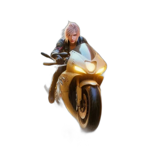 weapon, car, jacket, hair, concept art, 3d render, fantasy art, photorealistic transparent PNG cut-out