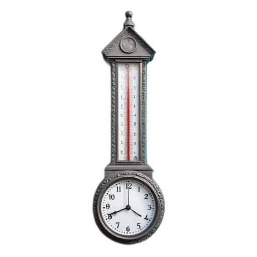 jewelry, staff, 3d render, large, metal, thermometer, side, blue transparent PNG cut-out