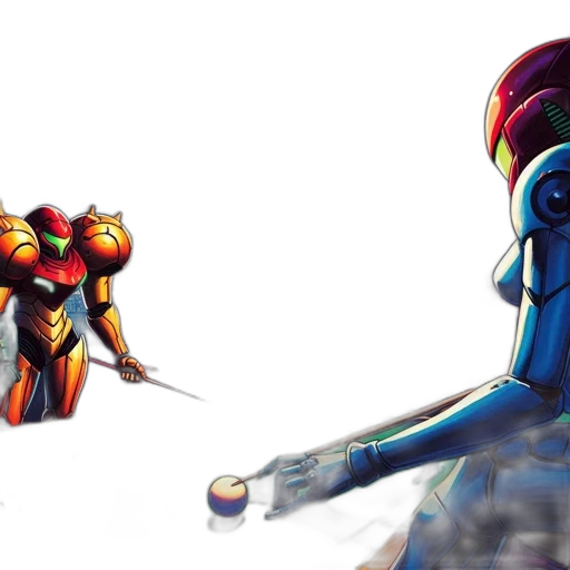 robot, concept art, comic book art, fantasy art, pixel art, outer space, fire, blue transparent PNG cut-out