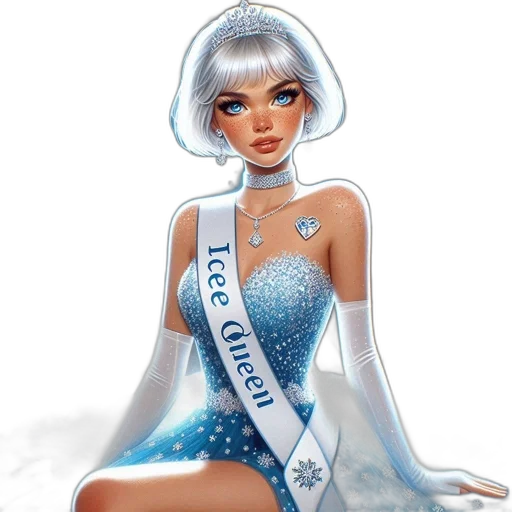 dress, crown, concept art, fantasy art, cartoon, photorealistic, woman, platinum transparent PNG cut-out