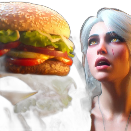 food, photorealistic, concept art, fantasy art, 3d render, fire, ethereal, portrait transparent PNG cut-out