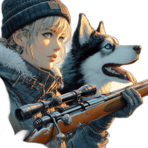 weapon, animal, concept art, fantasy art, photorealistic, pixel art, snow, blue transparent PNG cut-out