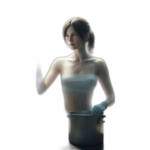 dress, robot, jewelry, creature, concept art, 3d render, photorealistic, pixel art transparent PNG cut-out