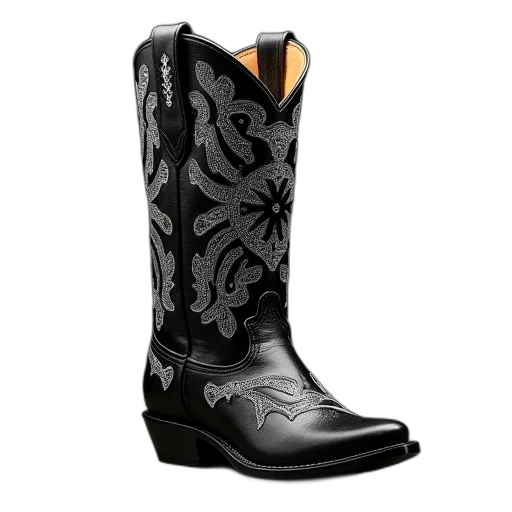 shoes, black, leather, cowboy transparent PNG cut-out