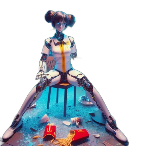 dress, robot, food, concept art, 3d render, fantasy art, comic book art, underwater transparent PNG cut-out