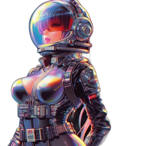 robot, jacket, dress, cyberpunk, concept art, pixel art, comic book art, outer space transparent PNG cut-out