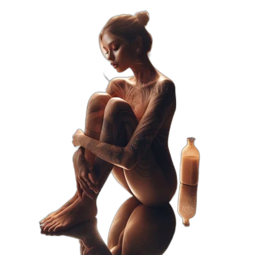 bottle, dress, jewelry, concept art, photorealistic, oil painting, fantasy art, fire transparent PNG cut-out