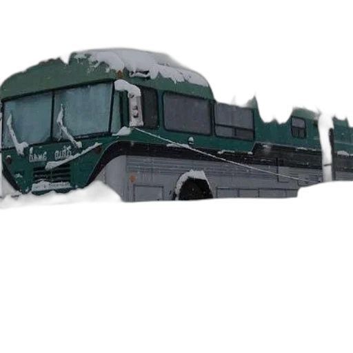 weapon, 3d render, concept art, photorealistic, green, bus, covered, snow transparent PNG cut-out