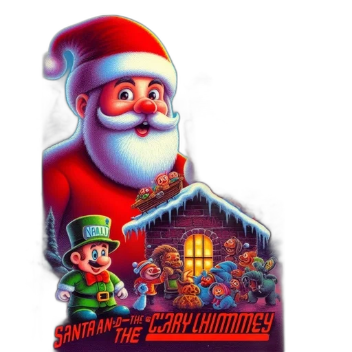 concept art, pixel art, santa, claus, holds, pipe, amidst, colorful transparent PNG cut-out
