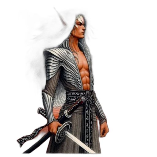 sword, staff, weapon, fantasy art, concept art, 3d render, photorealistic, monochrome transparent PNG cut-out