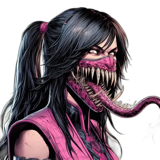 creature, mask, comic book art, concept art, fantasy art, cyberpunk, woman, long transparent PNG cut-out