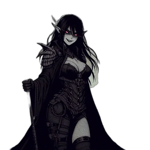 dress, mask, staff, concept art, fantasy art, pixel art, comic book art, dark transparent PNG cut-out