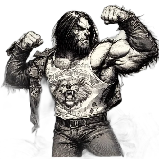 comic book art, fantasy art, concept art, photorealistic, intensely, posed, long-haired, man transparent PNG cut-out