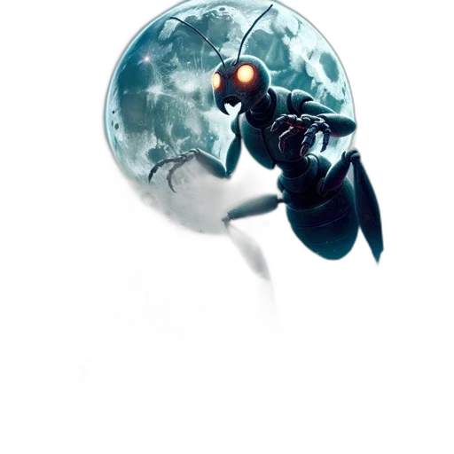 robot, mask, creature, weapon, concept art, fantasy art, 3d render, comic book art transparent PNG cut-out