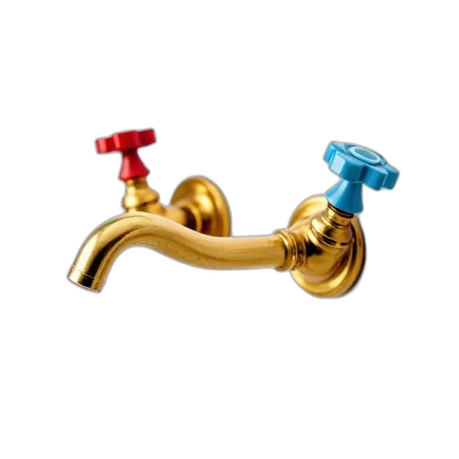 jewelry, shiny, gold-colored, faucet, red, knob, left, side transparent PNG cut-out
