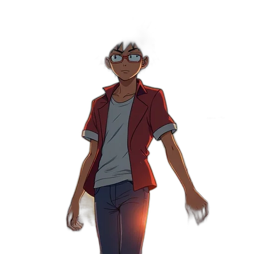 jacket, staff, creature, robot transparent PNG cut-out