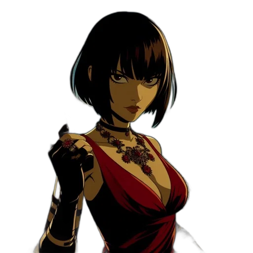 dress, jewelry, staff, comic book art, concept art, anime, fantasy art, red transparent PNG cut-out