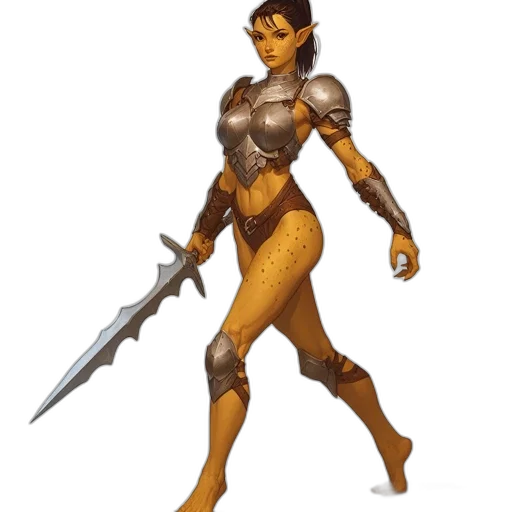 concept art, fantasy art, pixel art, comic book art, golden, earth tones, elven, warrior transparent PNG cut-out