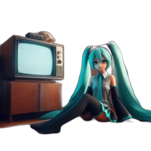 furniture, robot, weapon, hair, 3d render, anime, vaporwave, concept art transparent PNG cut-out