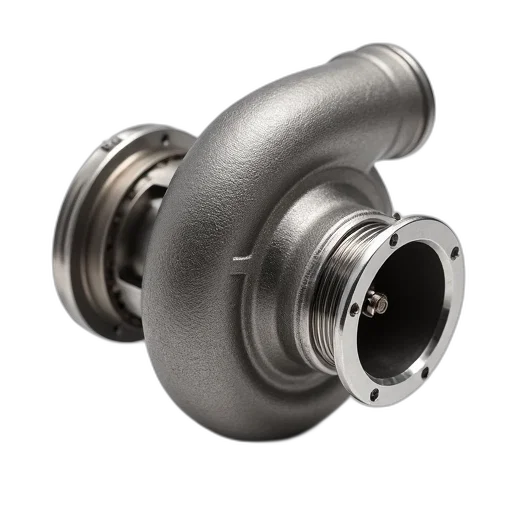 close-up, image, car, engine, component, likely, turbocharger, metallic transparent PNG cut-out