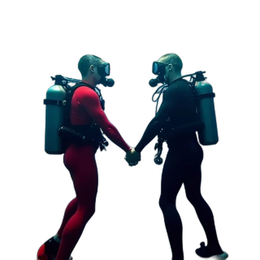 robot, mask, concept art, 3d render, cyberpunk, comic book art, underwater, outer space transparent PNG cut-out