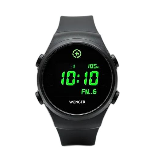 cyberpunk, 3d render, black, green, digital, watch, strap, displayed transparent PNG cut-out