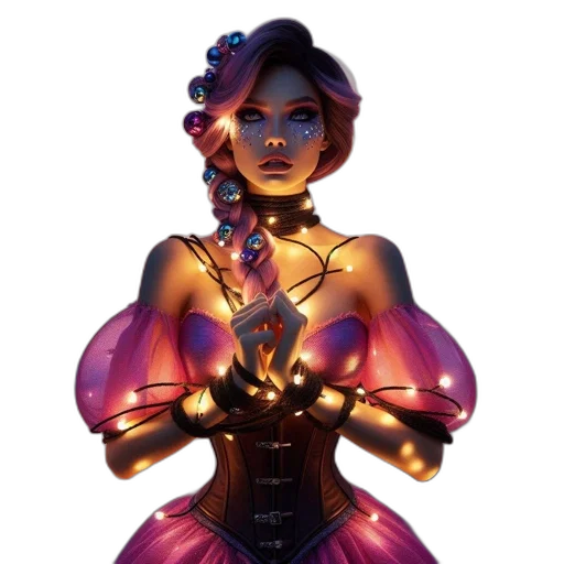 jewelry, dress, crown, staff, concept art, fantasy art, pixel art, cyberpunk transparent PNG cut-out