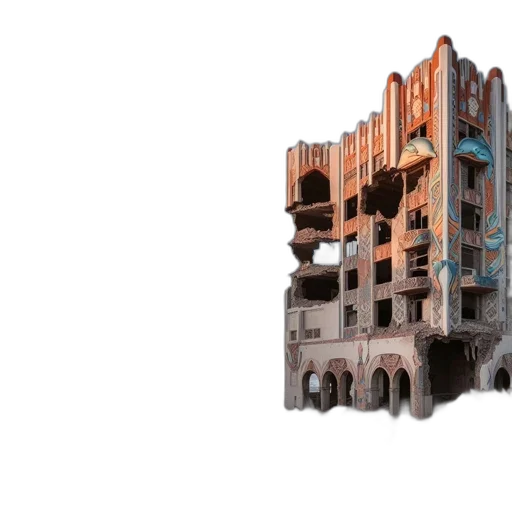 building, furniture, robot, 3d render, concept art, cyberpunk, pixel art, side-by-side transparent PNG cut-out