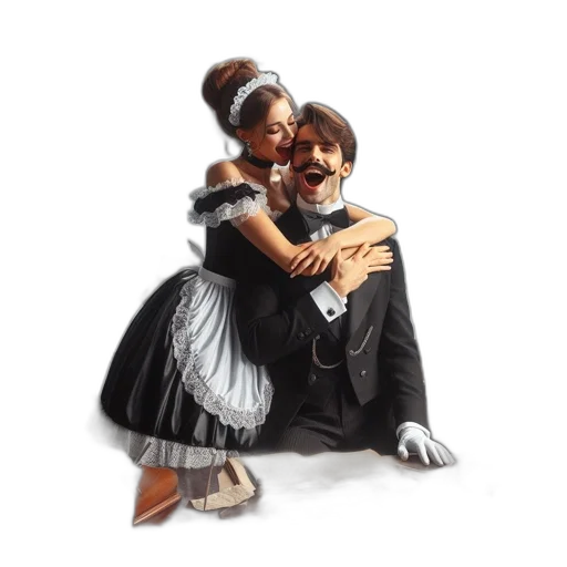photorealistic, oil painting, 3d render, concept art, vintage, setting, laughing, man transparent PNG cut-out