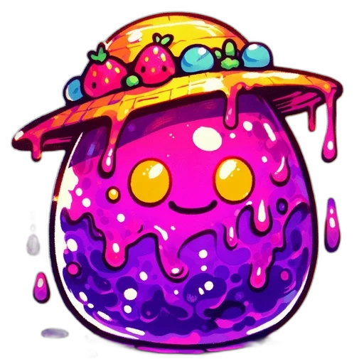 food, creature, pixel art, concept art, fantasy art, watercolor, colorful, neon transparent PNG cut-out