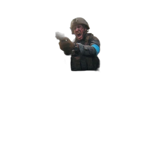 weapon, staff, jacket, animal, pixel art, 3d render, concept art, soldier transparent PNG cut-out