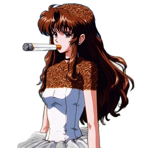 dress, staff, vaporwave, anime, cartoon, pixel art, animated, female transparent PNG cut-out