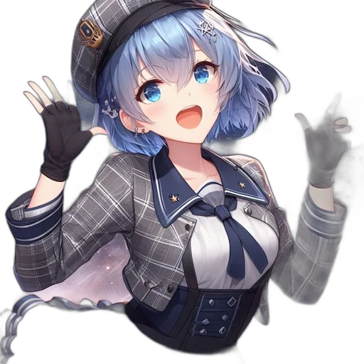 staff, robot, hat, jacket, anime, cartoon, pixel art, concept art transparent PNG cut-out
