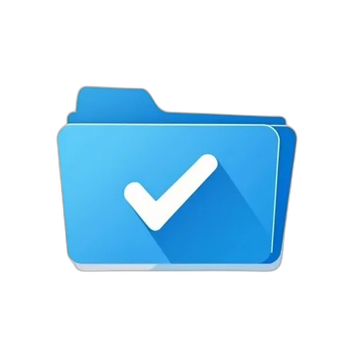 blue, stylized, icon, folder, checkmark, inside, indicating, approval transparent PNG cut-out