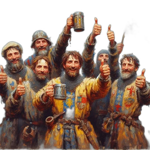 staff, oil painting, concept art, fantasy art, photorealistic, group, medieval, knights transparent PNG cut-out