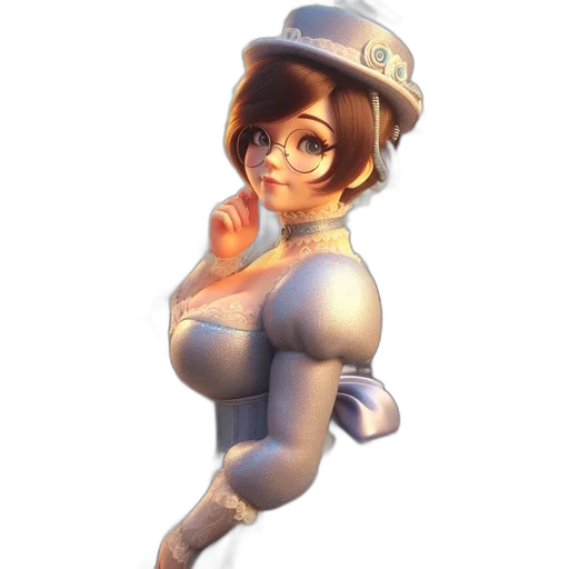 staff, robot, hat, dress, concept art, 3d render, anime, cartoon transparent PNG cut-out