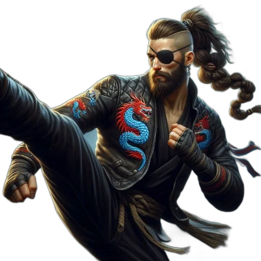 concept art, fantasy art, comic book art, cyberpunk, action-pose, warrior, figure, stands transparent PNG cut-out