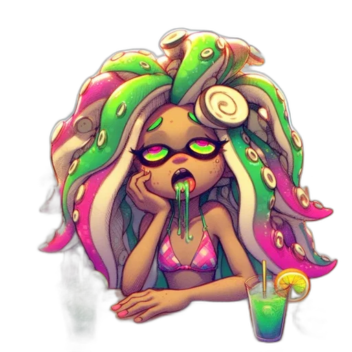 staff, creature, concept art, pixel art, vaporwave, watercolor, neon, pastel transparent PNG cut-out
