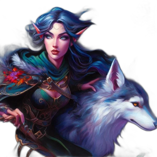 fantasy art, concept art, pixel art, oil painting, intense, female, figure, elf-like transparent PNG cut-out